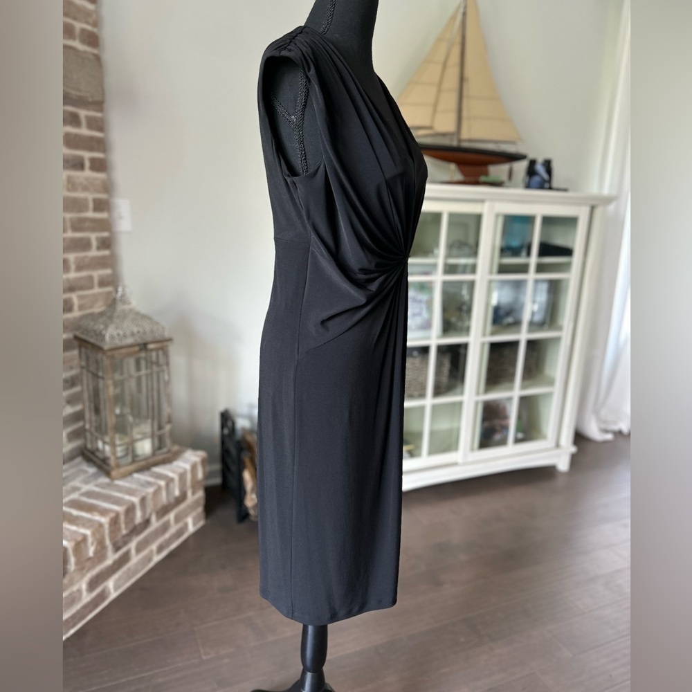 MARVIN RICHARDS Women's Black V Neck Polyester Cocktail Career Dress Size 10 - Picture 6 of 12